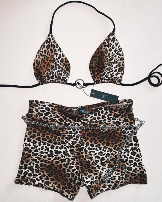 CHEETAH PRINT SHORT SET (NO BELT)